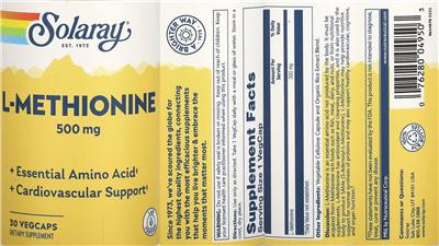 Solaray L-Methionine 500 mg product packaging