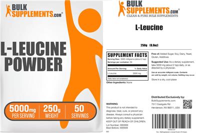 BulkSupplements.com L-Leucine Powder 5000 mg product packaging