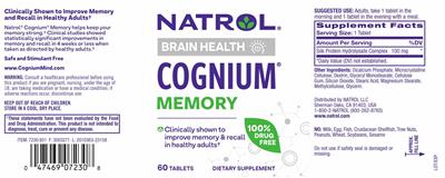 Natrol Cognium Memory source label used in the packaging illustration