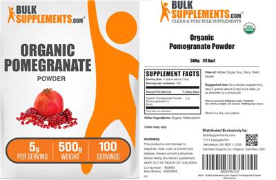 BulkSupplements.com Organic Pomegranate Powder 5 g product packaging