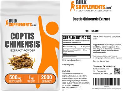 BulkSupplements.com Coptis chinensis Extract Powder 500 mg product packaging