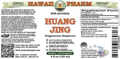 Hawaii Pharm Huang Jing Non-Alcohol source label used in the packaging illustration
