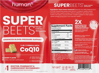 Human N Super Beets Acai Berry Flavor source label used in the packaging illustration