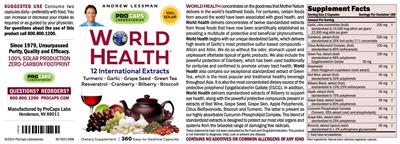 ProCaps Laboratories World Health source label used in the packaging illustration