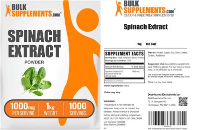 BulkSupplements.com Spinach Extract Powder 1000 mg product packaging