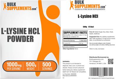 BulkSupplements.com L-Lysine HCl Powder 1000 mg product packaging