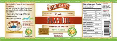 Barlean's Fresh Flax Oil source label used in the packaging illustration