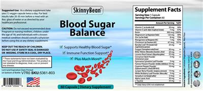 SkinnyBean Blood Sugar Balance source label used in the packaging illustration