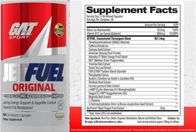 GAT Sport JetFuel Original source label used in the packaging illustration