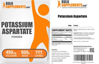 BulkSupplements.com Potassium Aspartate Powder 450 mg product packaging