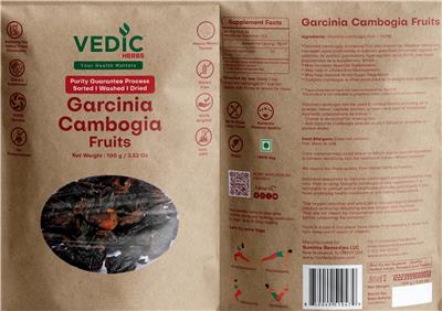 Vedic Herbs Garcinia Cambogia Fruits source label used in the packaging illustration
