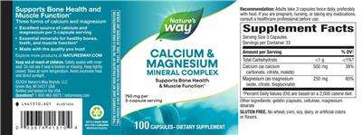 Nature's Way Calcium & Magnesium Mineral Complex 750 mg product packaging
