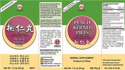 Min Shan Peach Kernel Pills Tao Ren Wan Run Chang Wan source label used in the packaging illustration