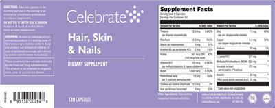Celebrate Hair Skin & Nails source label used in the packaging illustration