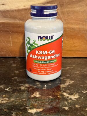 NOW KSM-66 Ashwagandha source label used in the packaging illustration