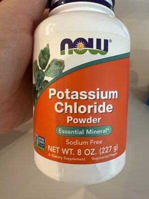 NOW Potassium Chloride Powder source label used in the packaging illustration