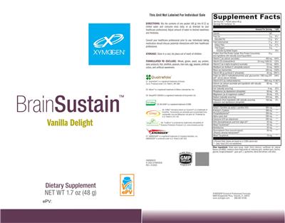 XYMOGEN BrainSustain Vanilla Delight source label used in the packaging illustration