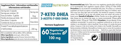 Super-Nutrition 7-Keto DHEA 100 mg source label used in the packaging illustration
