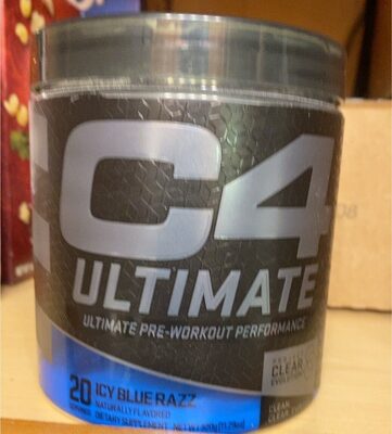 Cellucor C4 Ultimate Icy Blue Razz source label used in the packaging illustration