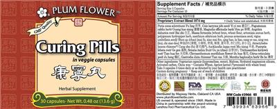 Plum Flower Curing Pills source label used in the packaging illustration