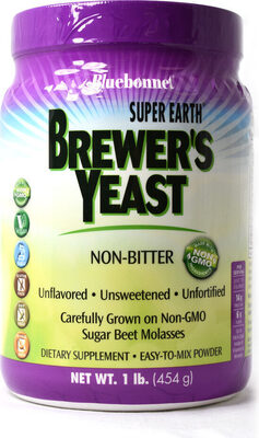 Bluebonnet Brewer's Yeast Powder Unflavored source label used in the packaging illustration