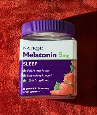 Natrol Melatonin 5 mg Strawberry source label used in the packaging illustration