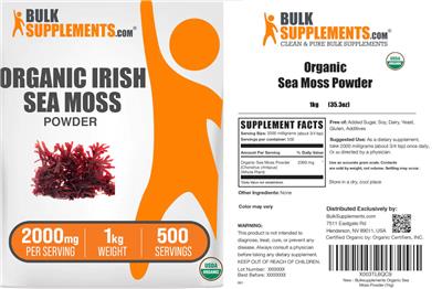 BulkSupplements.com Organic Irish Sea Moss Powder 2000 mg product packaging