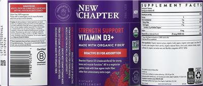 New Chapter Strength Support Vitamin D3+ Mixed Berry Flavored source label used in the packaging illustration