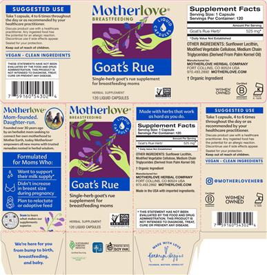 Motherlove Goat's Rue source label used in the packaging illustration