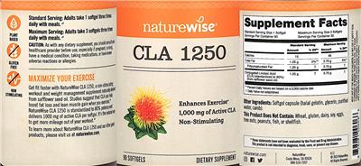 NatureWise CLA 1250 source label used in the packaging illustration