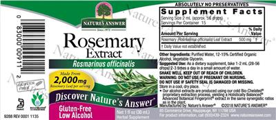 Nature's Answer Rosemary Extract 2000 mg source label used in the packaging illustration