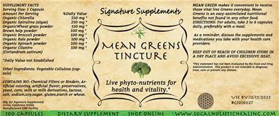 Signature Supplements Mean Greens Tincture product packaging