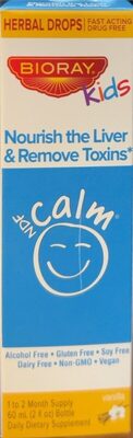 Bioray Kids NDF Calm Vanilla source label used in the packaging illustration