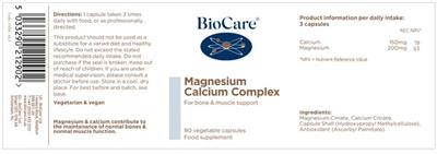 BioCare Magnesium Calcium Complex source label used in the packaging illustration