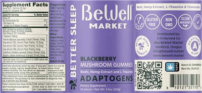 BeWell Market Blackberry Mushroom Gummies source label used in the packaging illustration