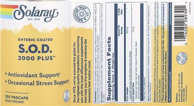 Solaray Enteric Coated S.O.D. 2000 Plus product packaging