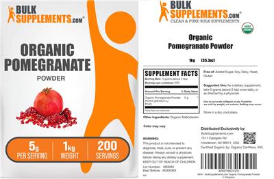 BulkSupplements.com Organic Pomegranate Powder 5 g product packaging
