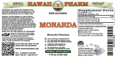 Hawaii Pharm Monarda Non-Alcohol product packaging