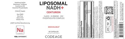 Codeage Liposomal NADH+ source label used in the packaging illustration