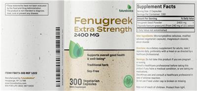 Futurebiotics Fenugreek Extra Strength 2400 mg source label used in the packaging illustration