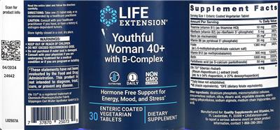 Life Extension Youthful Woman 40+ with B-Complex product packaging