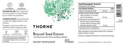Thorne Broccoli Seed Extract source label used in the packaging illustration