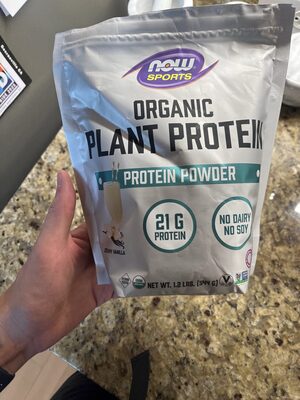 NOW Sports Organic Plant Protein Creamy Vanilla product packaging