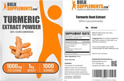 BulkSupplements.com Turmeric Extract Powder 1000 mg product packaging
