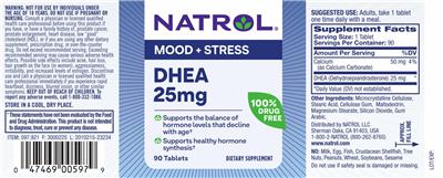 Natrol DHEA 25 mg source label used in the packaging illustration