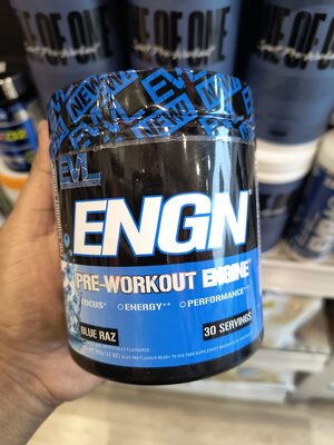 Evlution Nutrition ENGN Pre-Workout Blue Raz source label used in the packaging illustration