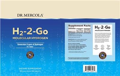 Dr. Mercola H2-2-Go source label used in the packaging illustration