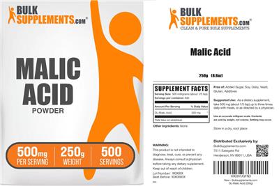 BulkSupplements.com Malic Acid Powder 500 mg product packaging