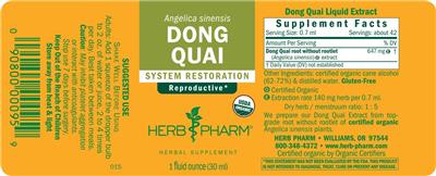 Herb Pharm Dong Quai source label used in the packaging illustration