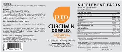 Puro Omega Curcumin Complex 1650 mg source label used in the packaging illustration